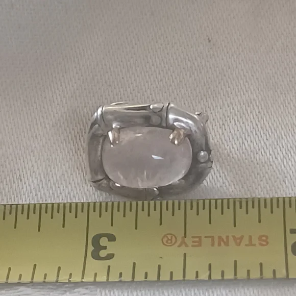 John Hardy Bamboo Rose Quartz Earrings, SS & 18k Gold - Picture 9 of 10